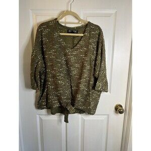 Brittany Humble V Neck 3/4 Sleeve Knot Front Blouse Size XL NWOT